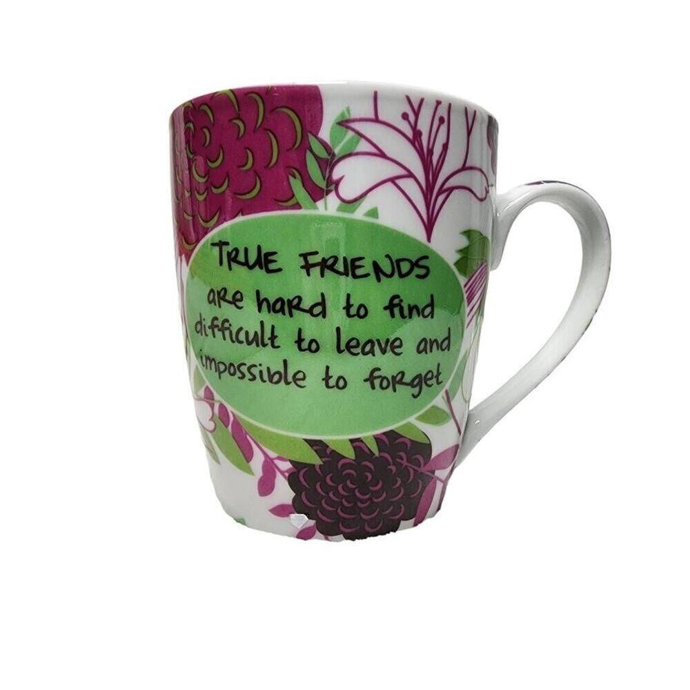 Pier 1 Imports Coffee Mugs, Mudpie 2013 "True Friends" Floral Ceramic Cup